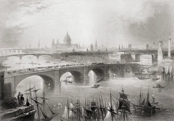 Londen, Southwark en Blackfriars bruggen over de rivier de Theems, Londen, Engeland, uit 