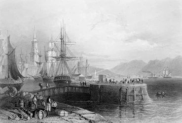 Port Glasgow, gegraveerd door J.W. Appleton, 1841 (gravure)