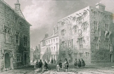 Straatscène in Galway, County Galway, uit 