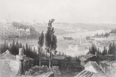Het arsenaal vanuit de Pera, Turkije, uit 