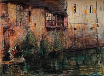 Kanaalscène, Quimperlé, ca. 1907