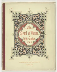 Omslag en tekst uit "The Pencil of Nature," Londen, 1844