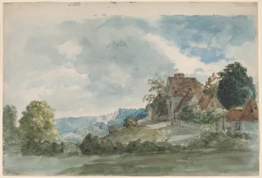 Huisjes in een uitgestrekt landschap