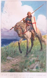 Dus met een goed hart en beter bewapend, reed Galahad verder op zijn zoektocht