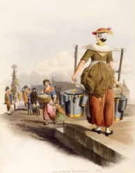 Een melkmeisje, uit The Costumes of Great Britain, uitgegeven door Henry Miller, 1805