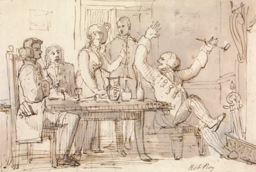 Een illustratie bij Rob Roy: Interieur met een feest dat drinkt