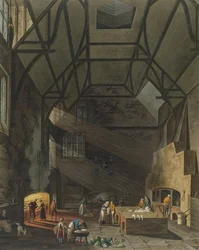 Interieur van de keuken, Trinity College, Cambridge, uit De Geschiedenis van Cambridge, gegraveerd door Joseph Constantine Stadler, uitgegeven door R. Ackermann, 1815