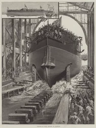 Te water laten van HMS Rodney in Chatham