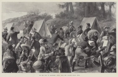 Op weg naar Klondike, scène bij de aanlegsteiger, Dyea