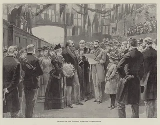 Ontvangst van Lord Salisbury op het Belfast treinstation