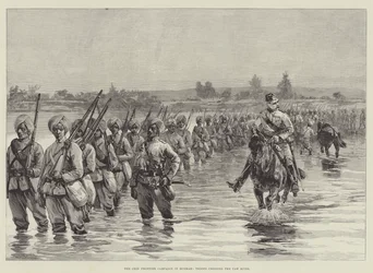 De Chin Grenscampagne in Birma, Troepen steken de Yaw-rivier over