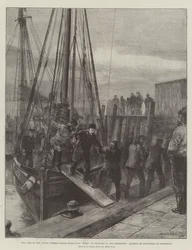 Het verlies van het Noord-Duitse Lloyd stoomschip Elbe, op 30 januari, bij Lowestoft, landing van overlevenden in Lowestoft