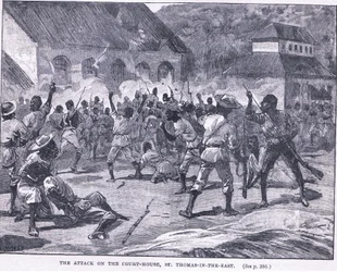 De aanval op het gerechtsgebouw, St. Thomas in het Oosten, Jamaica