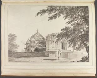 Gezicht op de moskee bij Mounheer [Maner] vanuit het zuidoosten