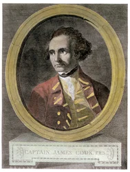 Portret van Kapitein James Cook (1728-79), uit het frontispice van 