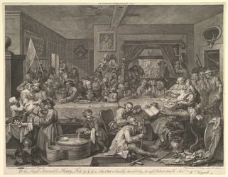 Een Verkiezingsfeest, Plaat I: Vier Prenten van een Verkiezing, februari 1755
