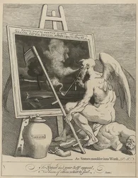 De tijdgod rookt een schilderij