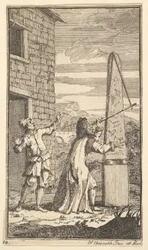 Sidrophel Onderzoekt de Vlieger Door Zijn Telescoop, Zeventien Kleine Illustraties voor S..., 1721-26