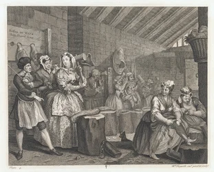 De hoer ondergebracht in Bridewell, ontworpen 1732, gedrukt 1744