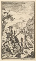 Trulla valt Hudibras aan, zeventien kleine illustraties voor Samuel Butlers Hudibras..., 1721-26