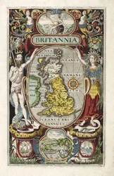 Frontispice uit Britannia, door William Camden, gepubliceerd 1607
