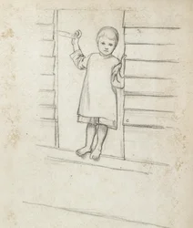 Meisje in een Schort, staand op een Vensterbank, c. 1868 - 1869