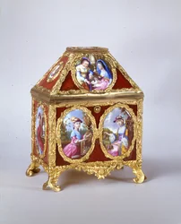 George III kist met een verge horloge in de stijl van James Cox, ca. 1770