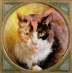 Een hoofdstudie van een schildpadkat, 1866