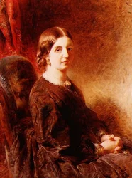 Portret van een vrouw, zittend, vermoedelijk Mrs Huggins