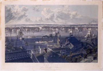 New York vanaf Brooklyn Heights, 1837