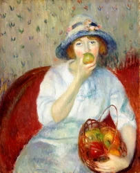 Meisje met groene appel