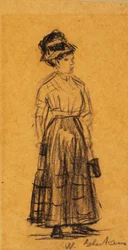 Vrouw met Zwarte Hoed en Zwarte Rok