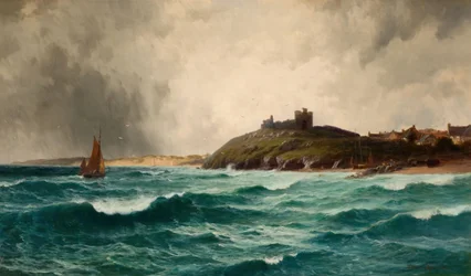 Kustscène met Criccieth Castle