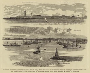 De crisis in Egypte, de vestingwerken van de haven van Alexandrië, het geallieerde squadron in de haven van Alexandrië