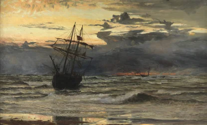 Het strand na een storm - Tijd, dageraad