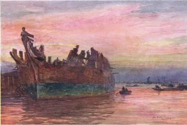 Het einde van een oud oorlogsschip, 1915