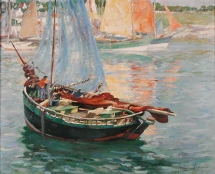 Concarneau, het drogen van de netten, ca. 1920