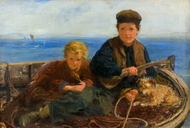 Twee Jongens en een Hond in een Boot, c.1871