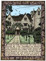 Kelmscott Manor, Gloucestershire, frontispice voor News from Nowhere, ca. 1892