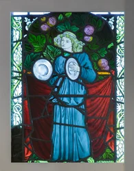 Minstreel met bekkens, ontworpen door William Morris