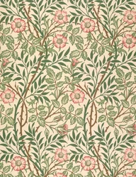 «Sweet Briar», ontwerp voor behang, gedrukt door John Henry Dearle (1860-1932), 1917