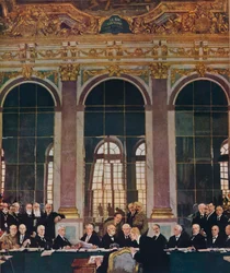 De ondertekening van de vrede in de Spiegelzaal, Versailles, 28 juni 1919, 1919, 1935