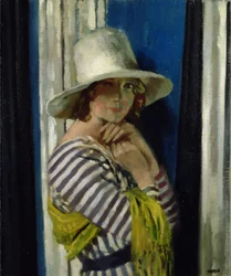 Mevrouw Hone in een Gestreepte Jurk, 1912