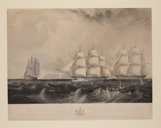 Deze prent toont het Oost-Indië schip 