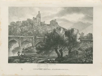 Tutbury Castle - Zuidaanzicht: zinkografie, nd [begin 19e eeuw]