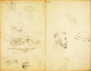 (Studies - Christus predikt, man met speer, etc.)