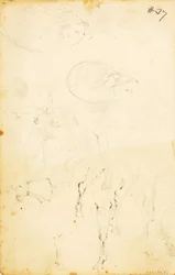 (Studies - figuren, boomstammen, paard en ruiter, etc.)