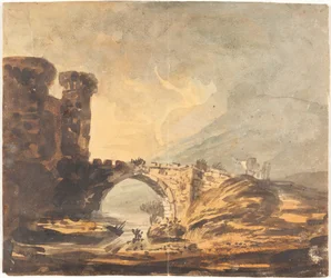 Landschap met een Kasteel en Brug