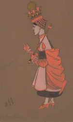 Red Queen (kostuumontwerp voor Alice-in-Wonderland) 1915)
