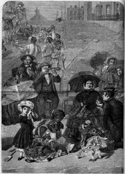 Victoriaans Engeland: Toeristen op het strand van Ramsgate, Engeland